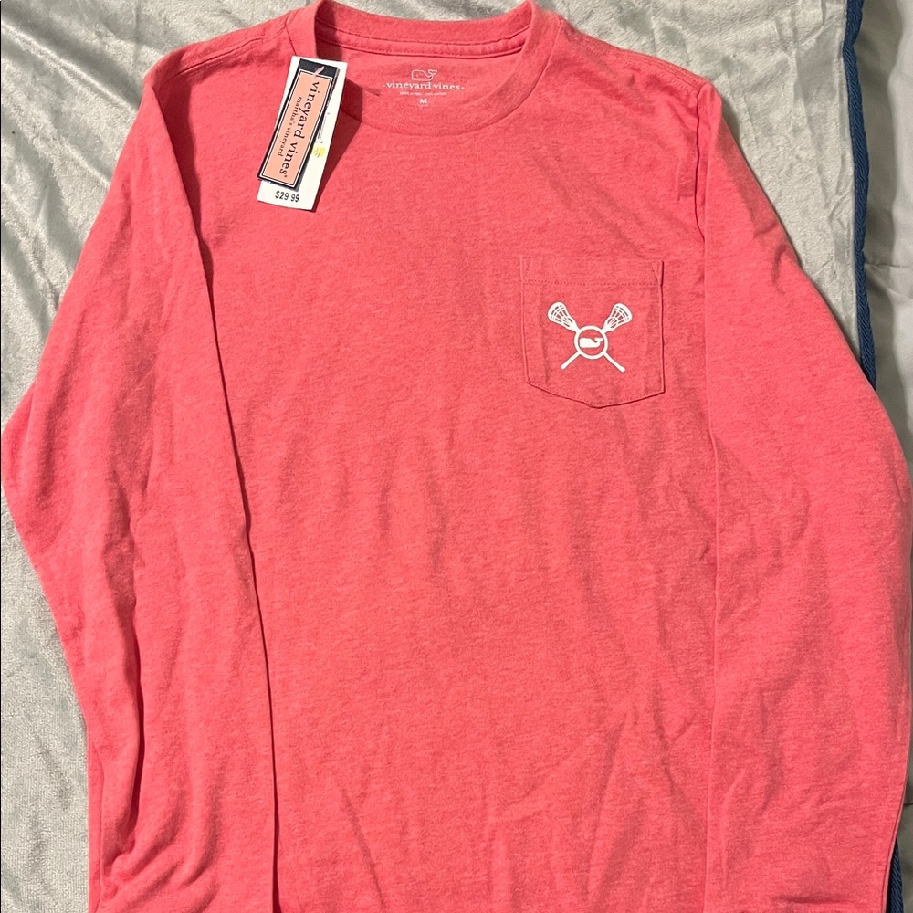 Vineyard Vines Men's Coral Long Sleeve Tee